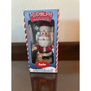 Santa Clause Rudolph Red Nosed Reindeer Bobblehead NEW in box from Toysite Set